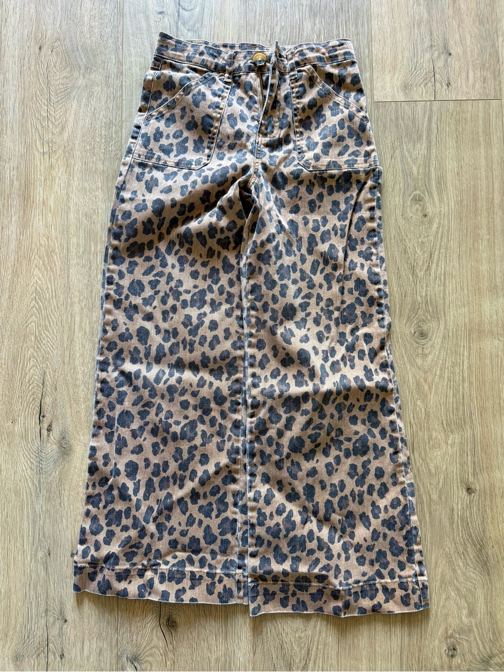 Girls Leopard Print Jeans - Brown/Black